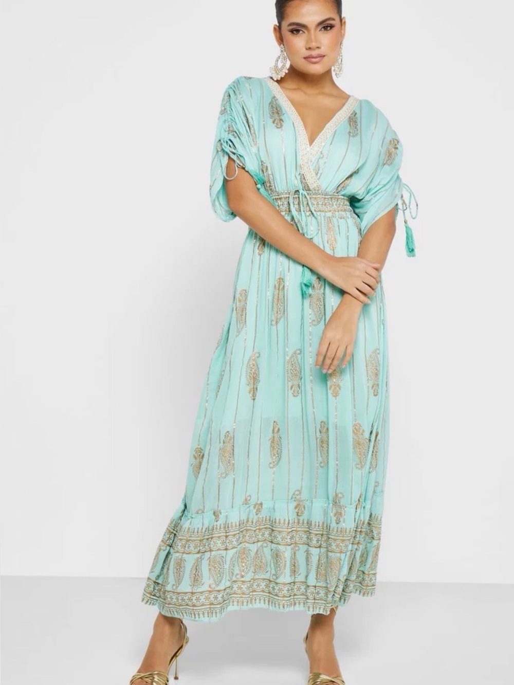 NWT Zury silk blend Maxi Dress green sz XL $60